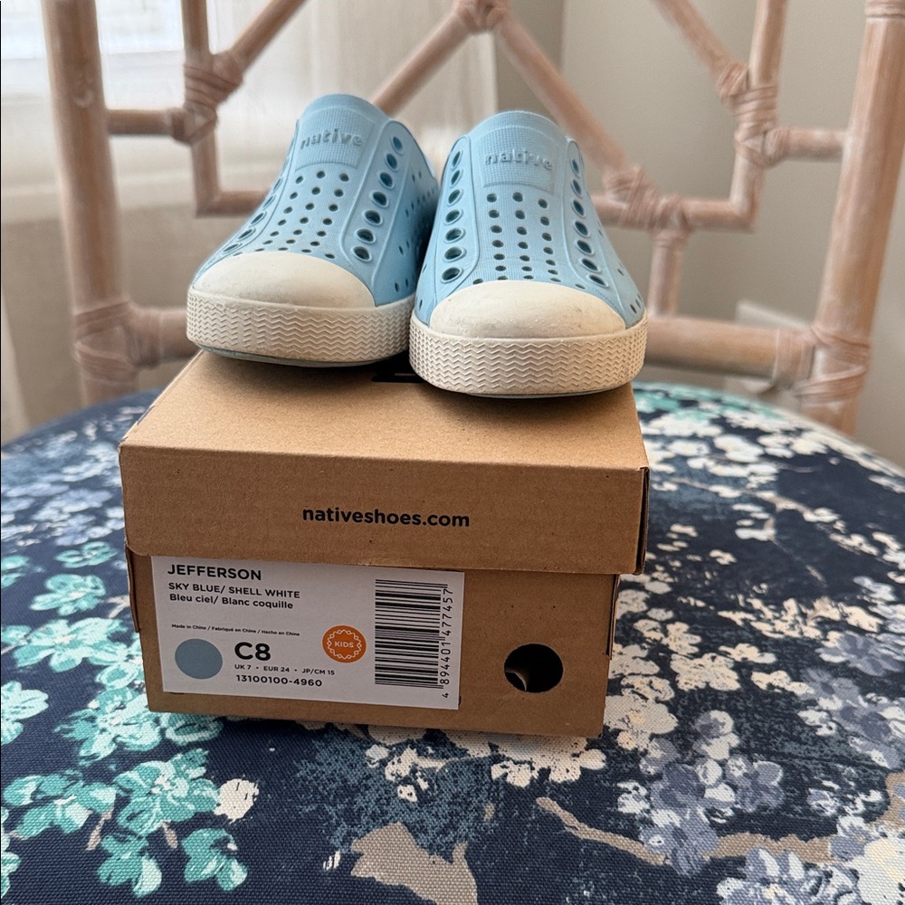 Native Kids Shoes - Sky Blue and White